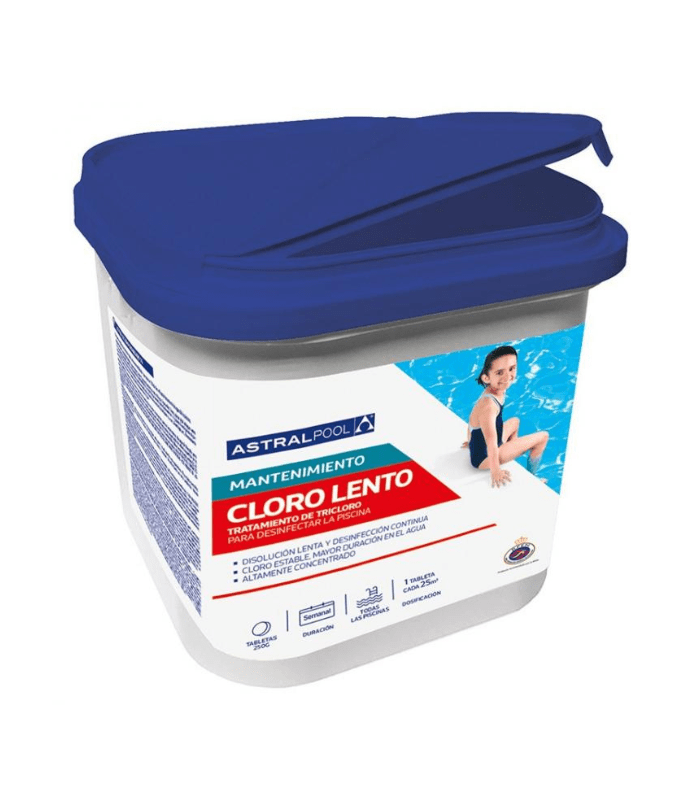 cloro lento tabletas 0% borico Cloro lento tabletas 250gr - 0% ácido bórico Astralpool - Imagen 1